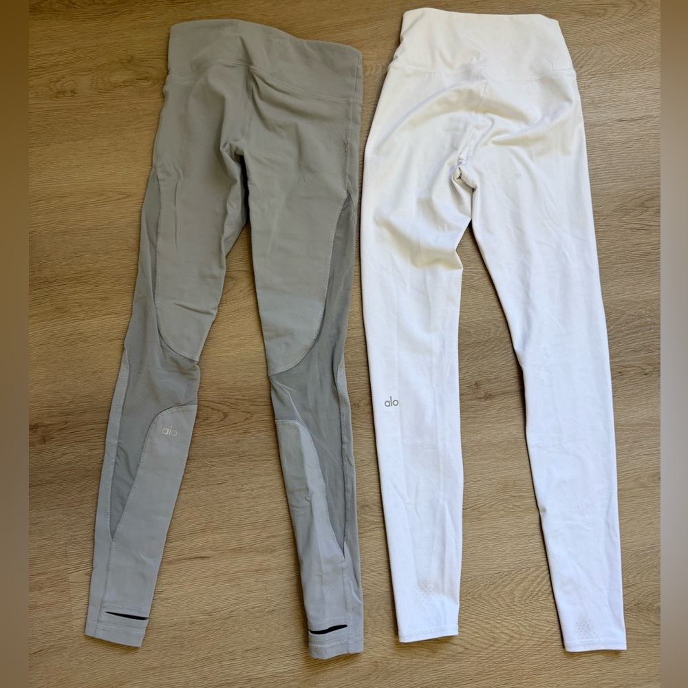 Alo High-Waist Leggings Duo in Light Gray and White XS